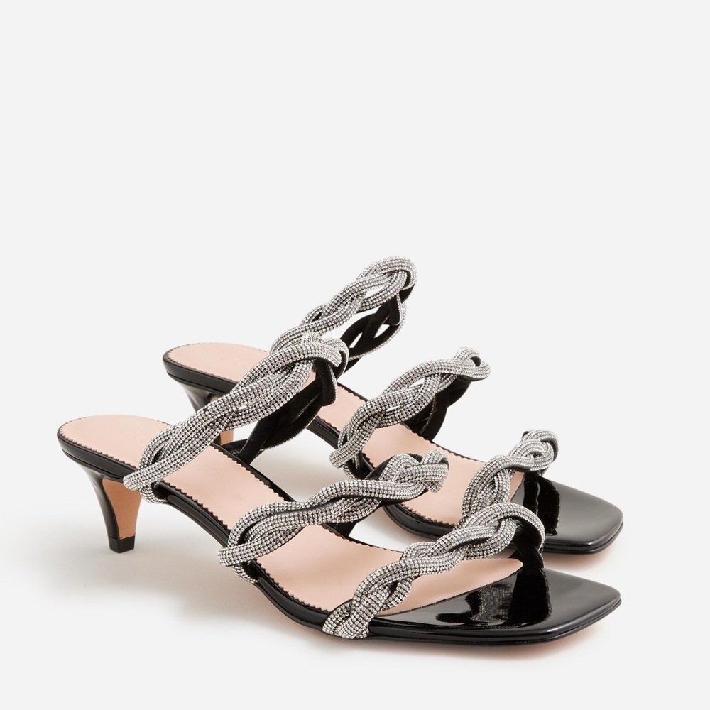 🆕J.CREW Zadie Strappy Kitten Heels With Crystals